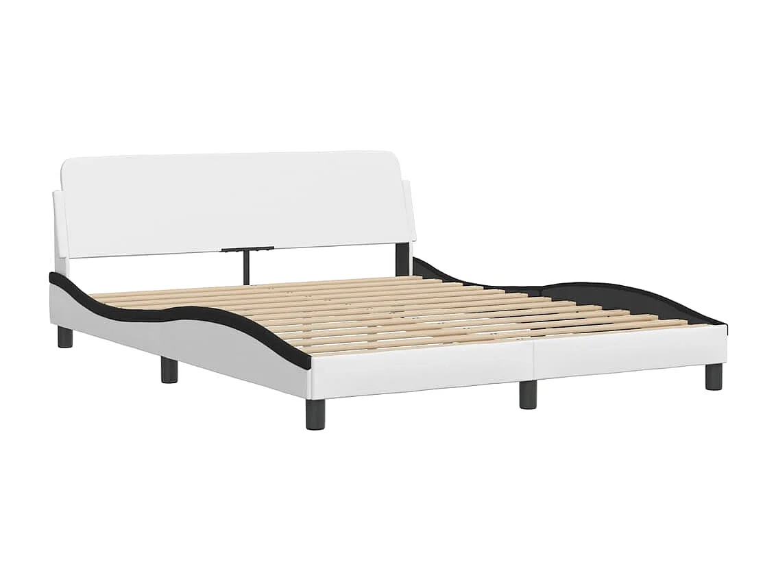 Estructura de cama con LED sin colchón blanco y negro 160x200 cm