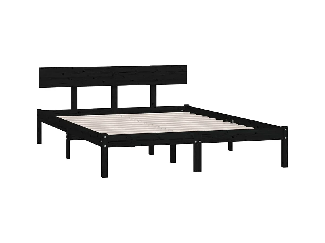 Bedframe zonder matras zwart massief grenenhout