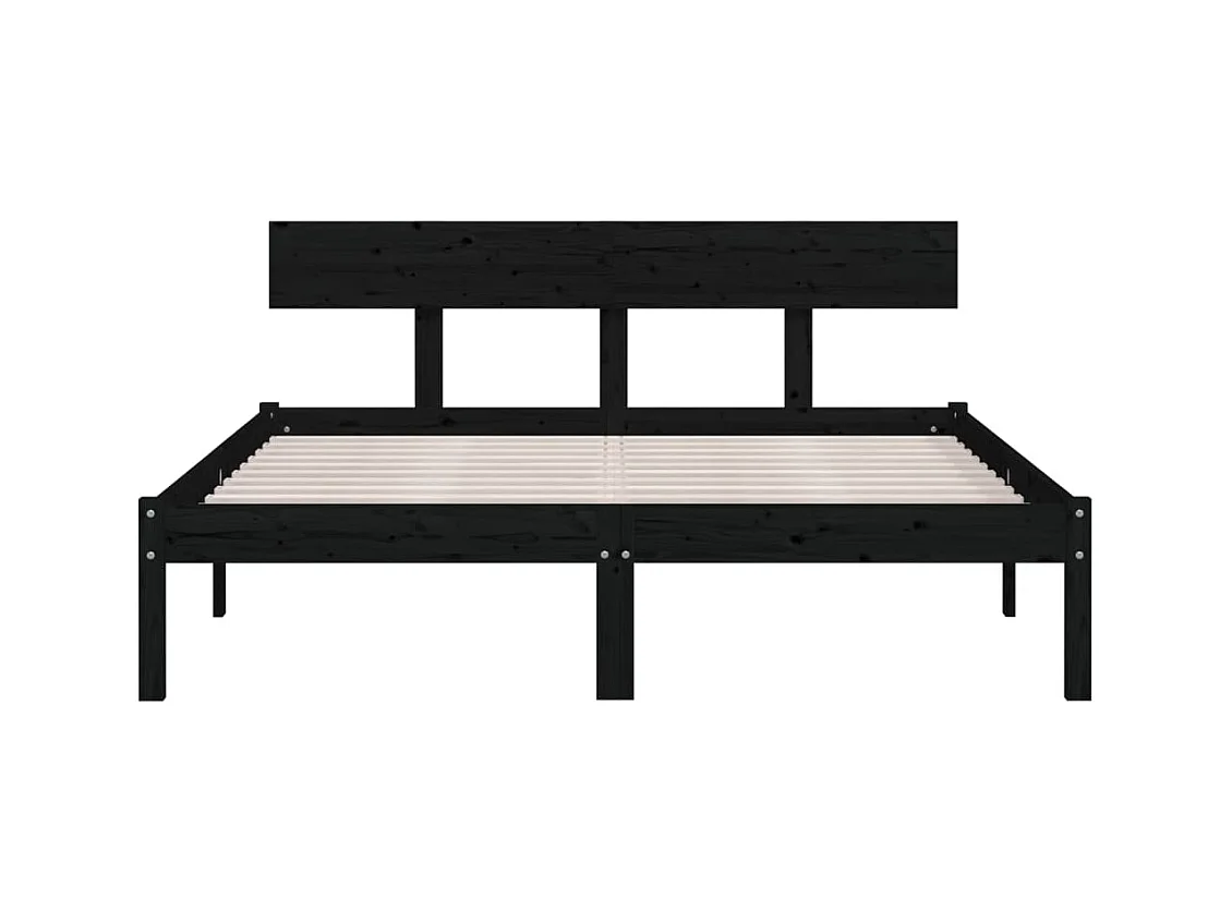 Bedframe zonder matras zwart massief grenenhout