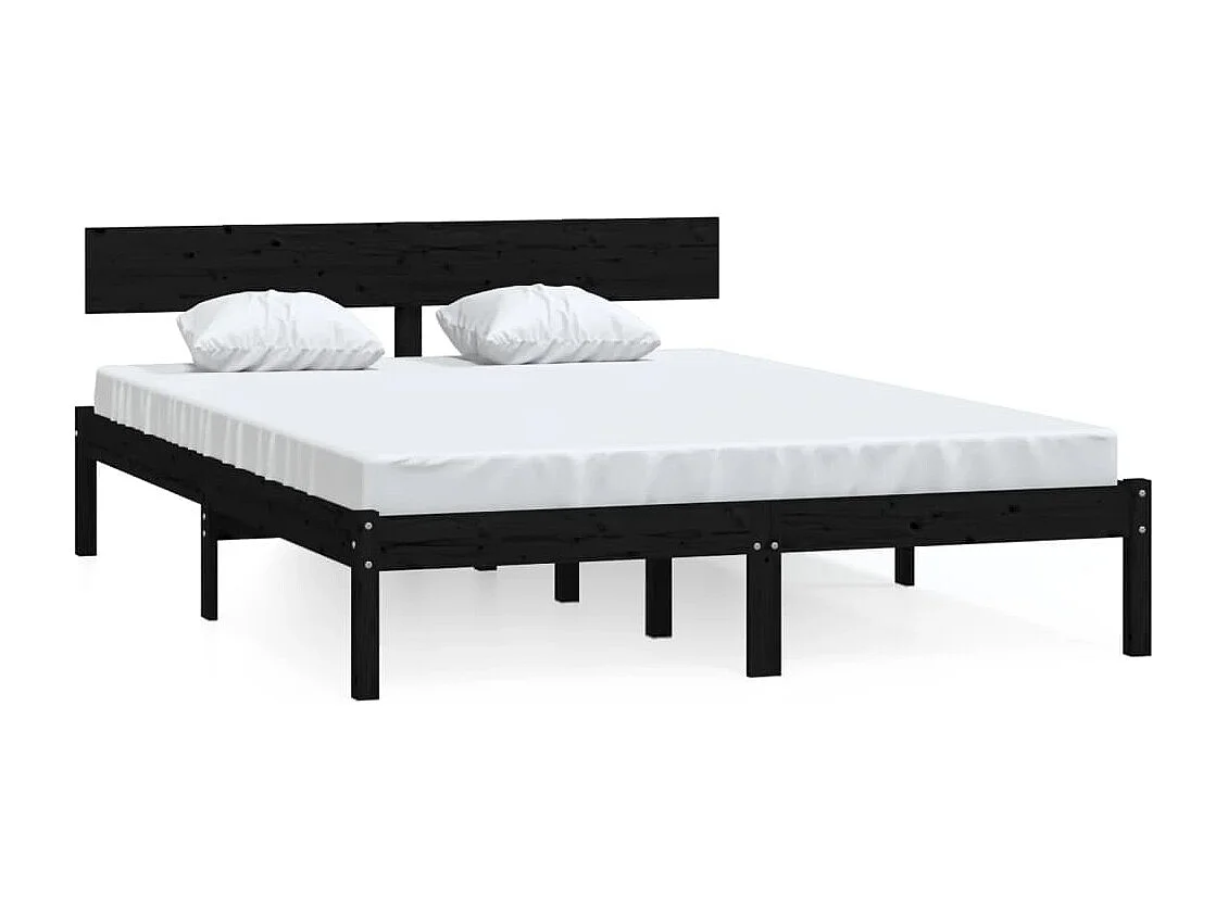 Bedframe zonder matras zwart massief grenenhout