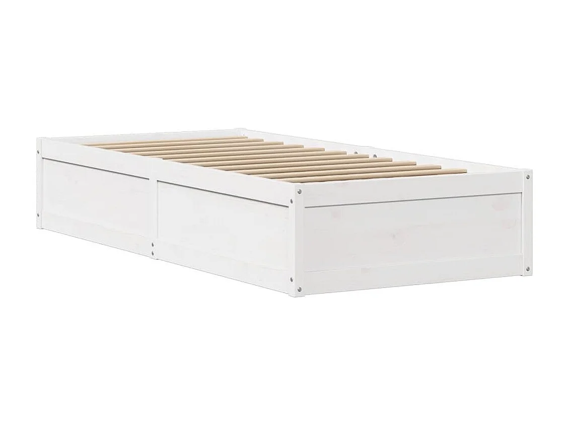 Estructura de cama con cabecero blanco 90x190cm madera maciza de pino