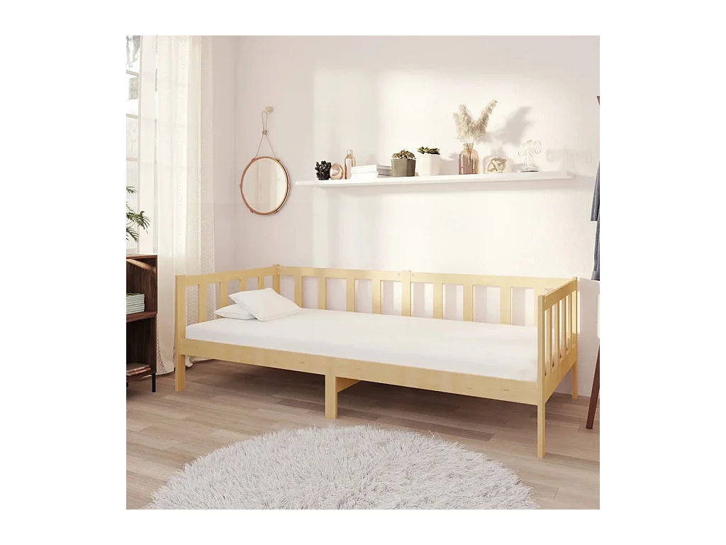 Lit de repos avec matelas 90x200 cm Bois de pin massif