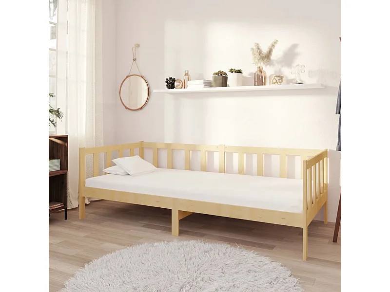 Lit de repos avec matelas 90x200 cm Bois de pin massif