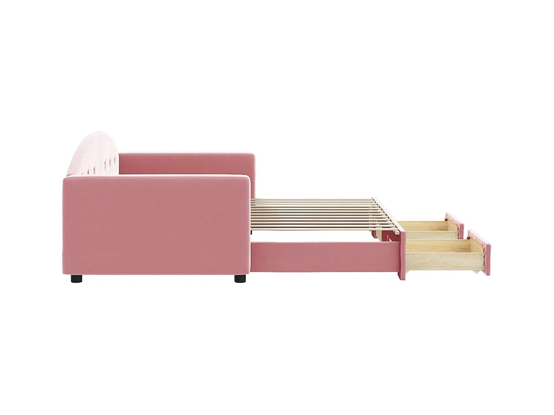 Dagbed met onderschuifbed en lades zonder matras roze 90x200 cm