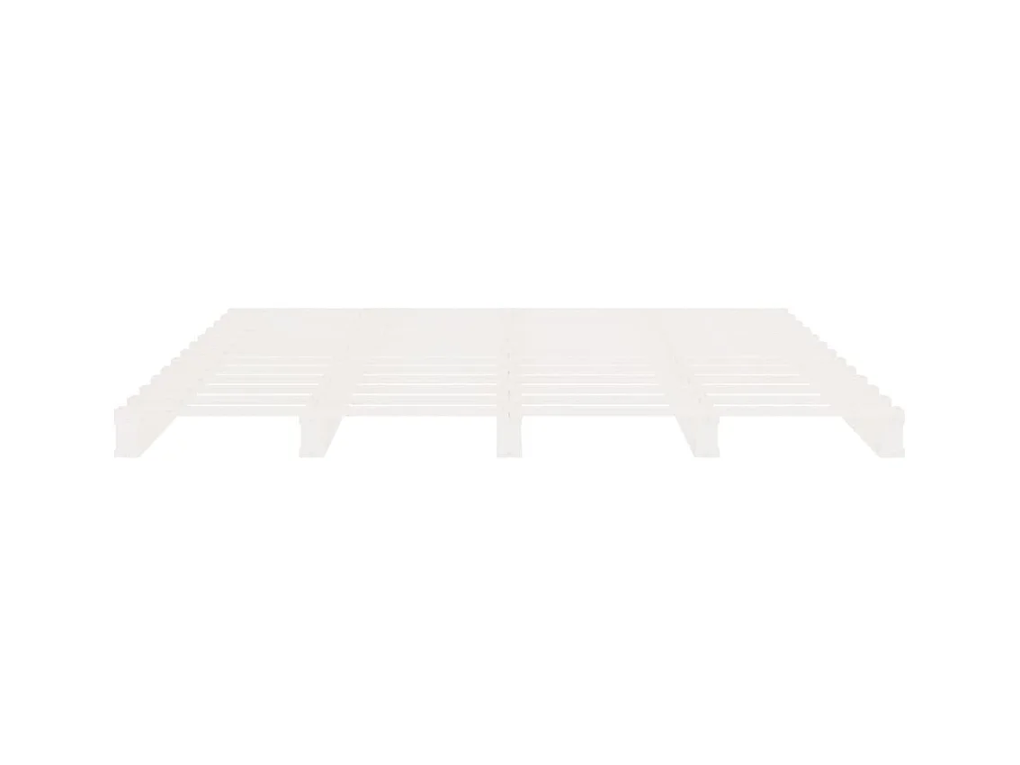 Estructura de cama sin colchón blanca 140x190 cm madera maciza de pino