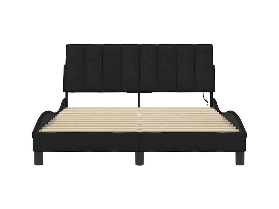 Struttura letto senza materasso tessuto nero 140x200 cm