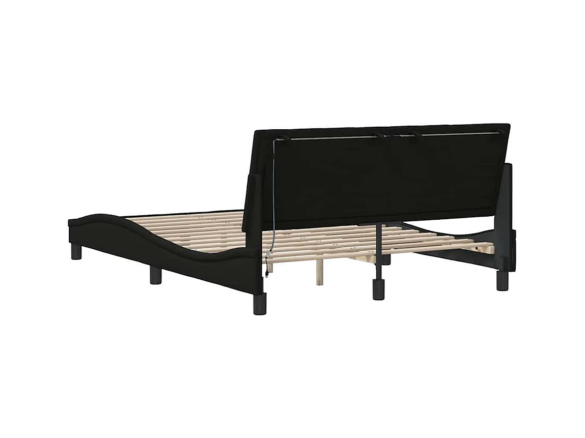 Estructura de cama sin colchón tela negra 140x200 cm