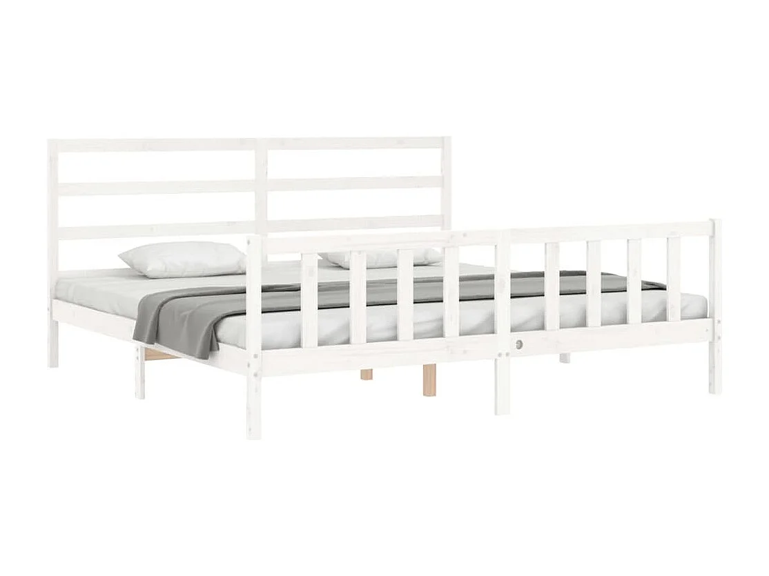 Cadre de lit sans matelas blanc 200x200 cm bois massif de pin
