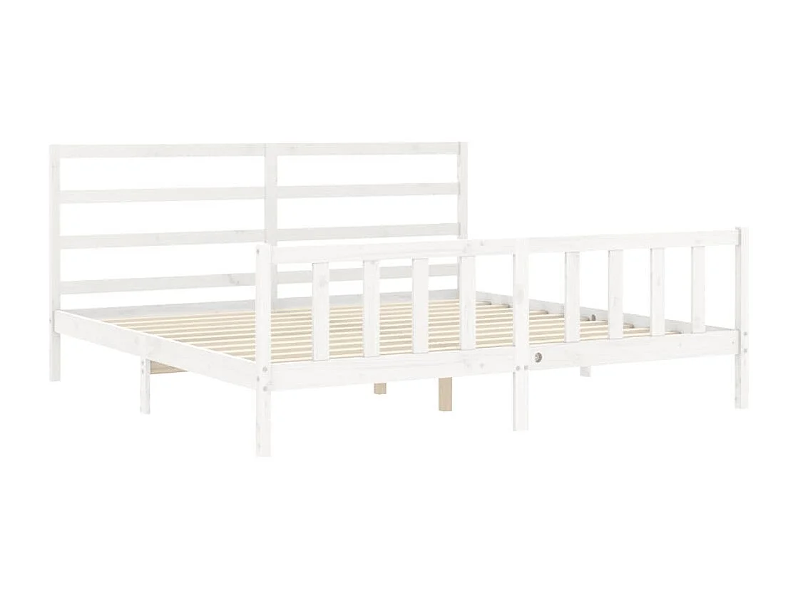 Cadre de lit sans matelas blanc 200x200 cm bois massif de pin
