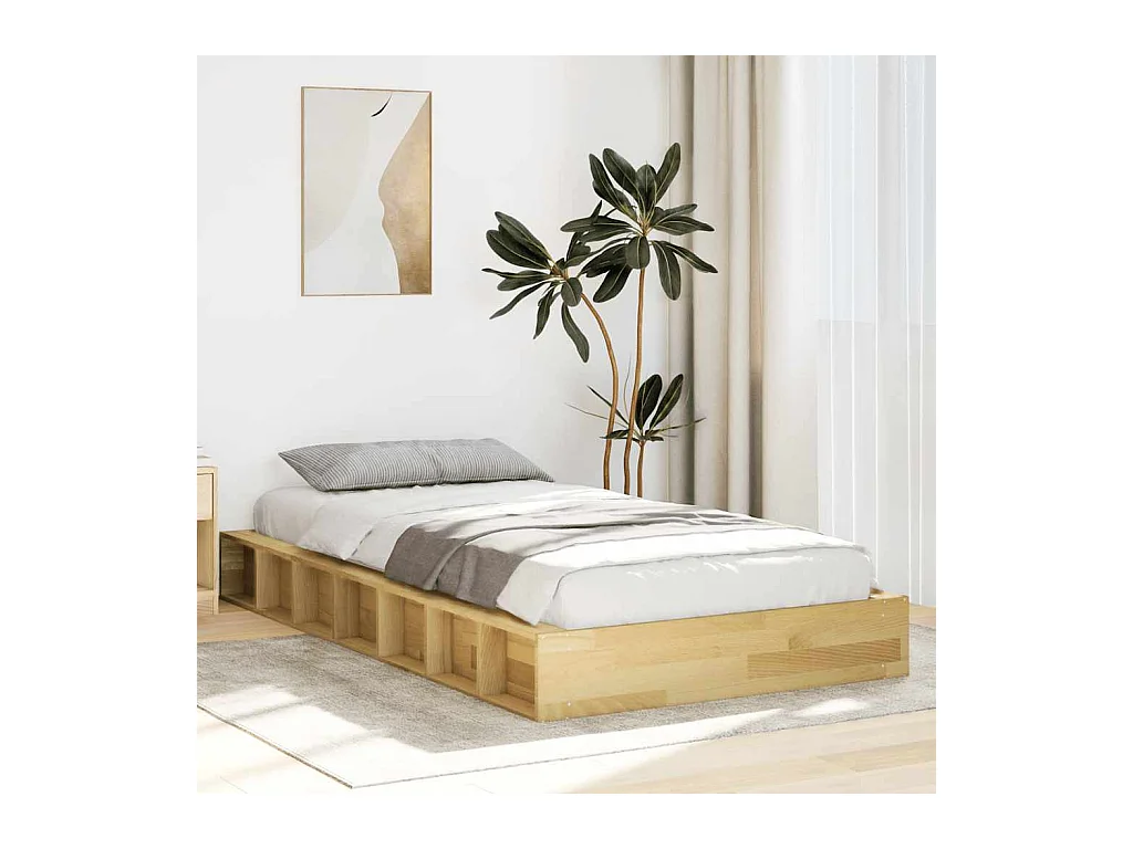 Cadre de lit sans matelas 90x190 cm bois massif de chêne