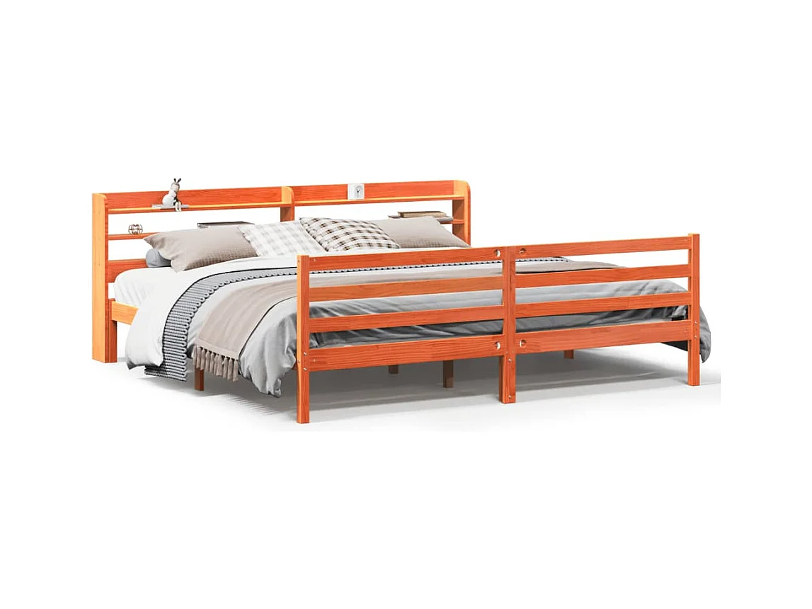 Bedframe zonder matras, bruine was, 200x200cm, massief grenenhout