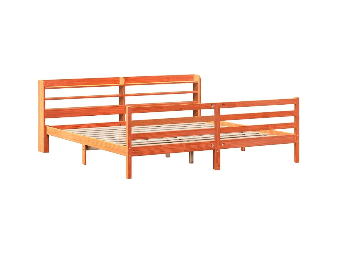 Bedframe zonder matras, bruine was, 200x200cm, massief grenenhout