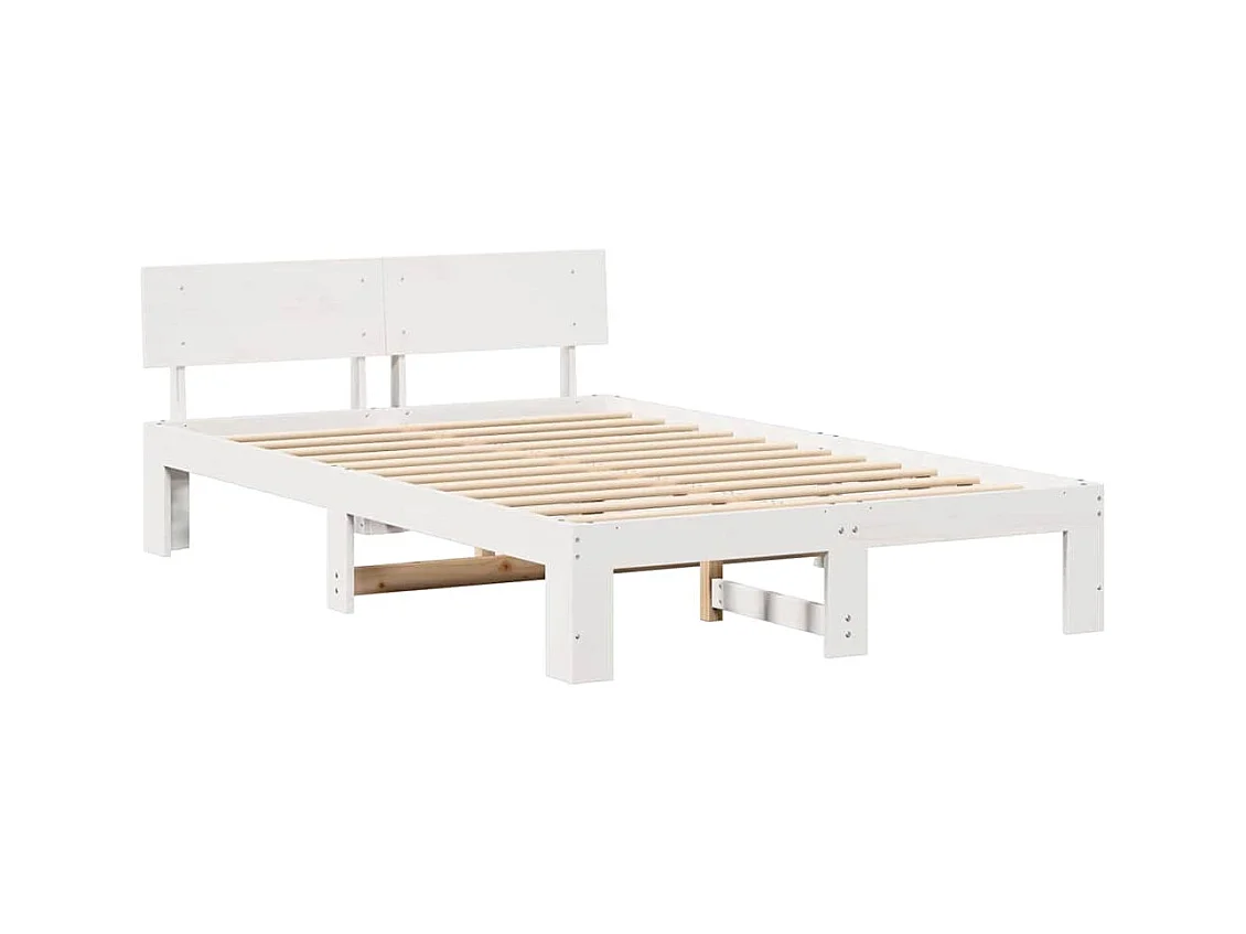 Cadre de lit Blanc 135 x 190 cm Bois de pin massif
