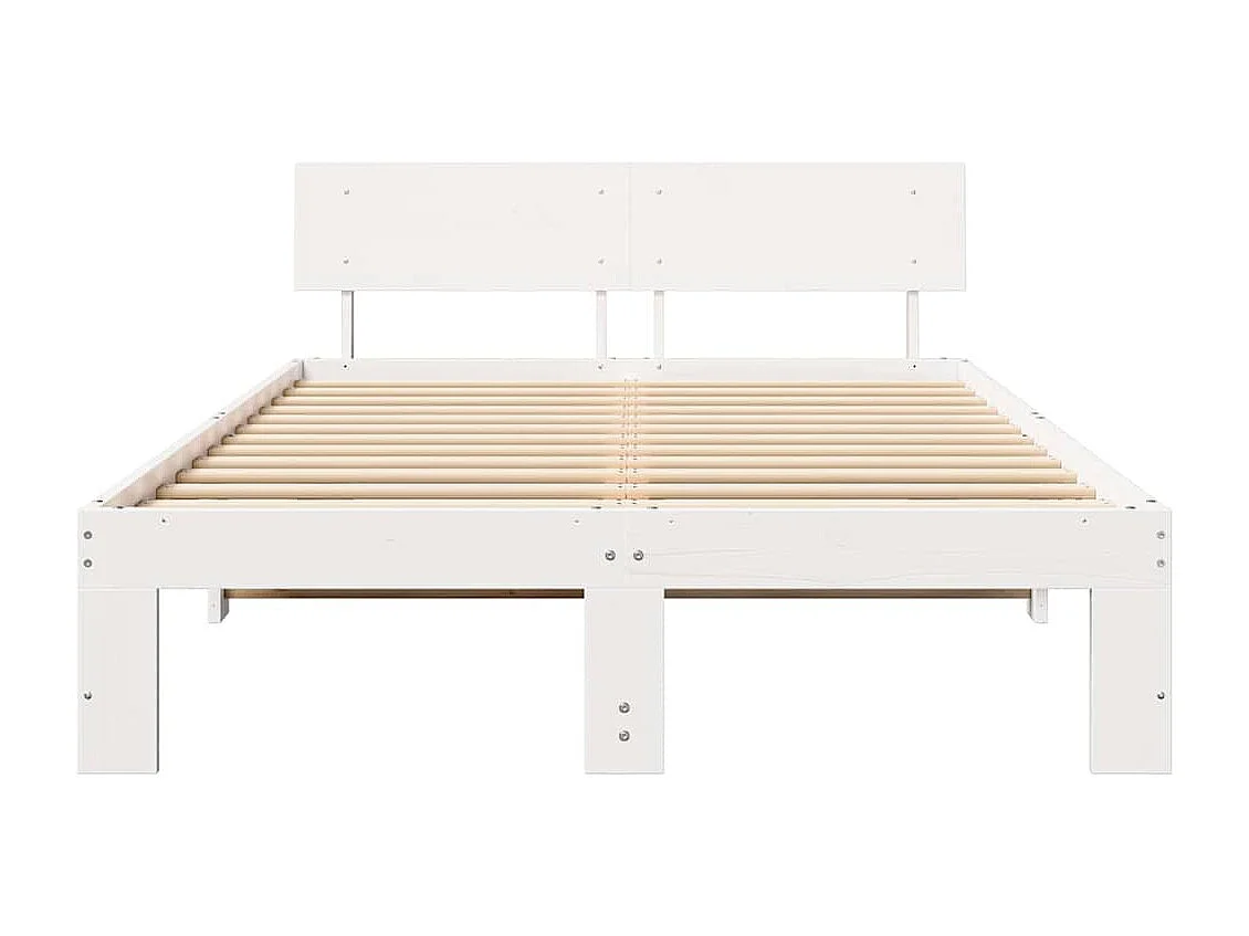 Cadre de lit Blanc 135 x 190 cm Bois de pin massif
