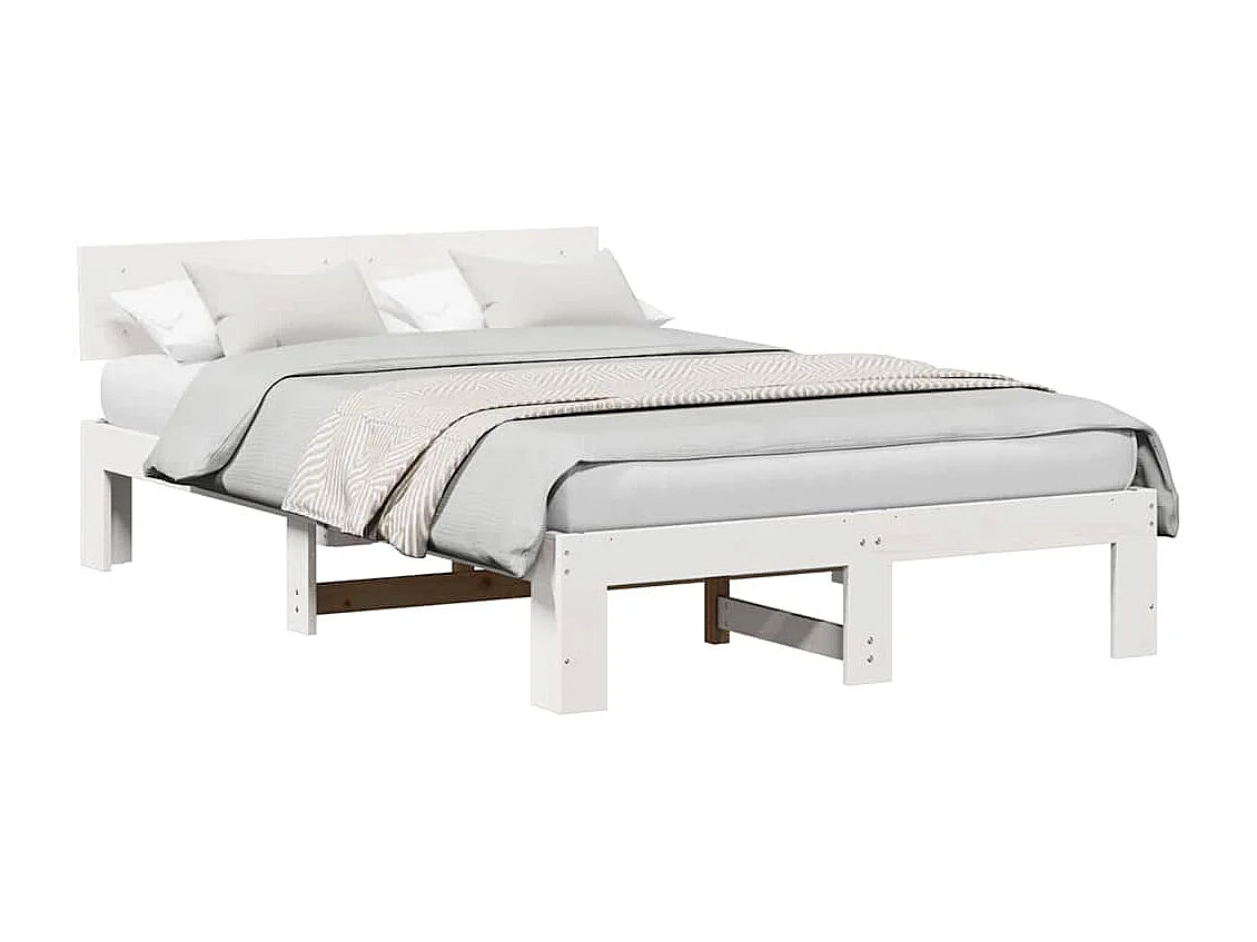 Struttura letto bianca 135 x 190 cm Legno massello di pino
