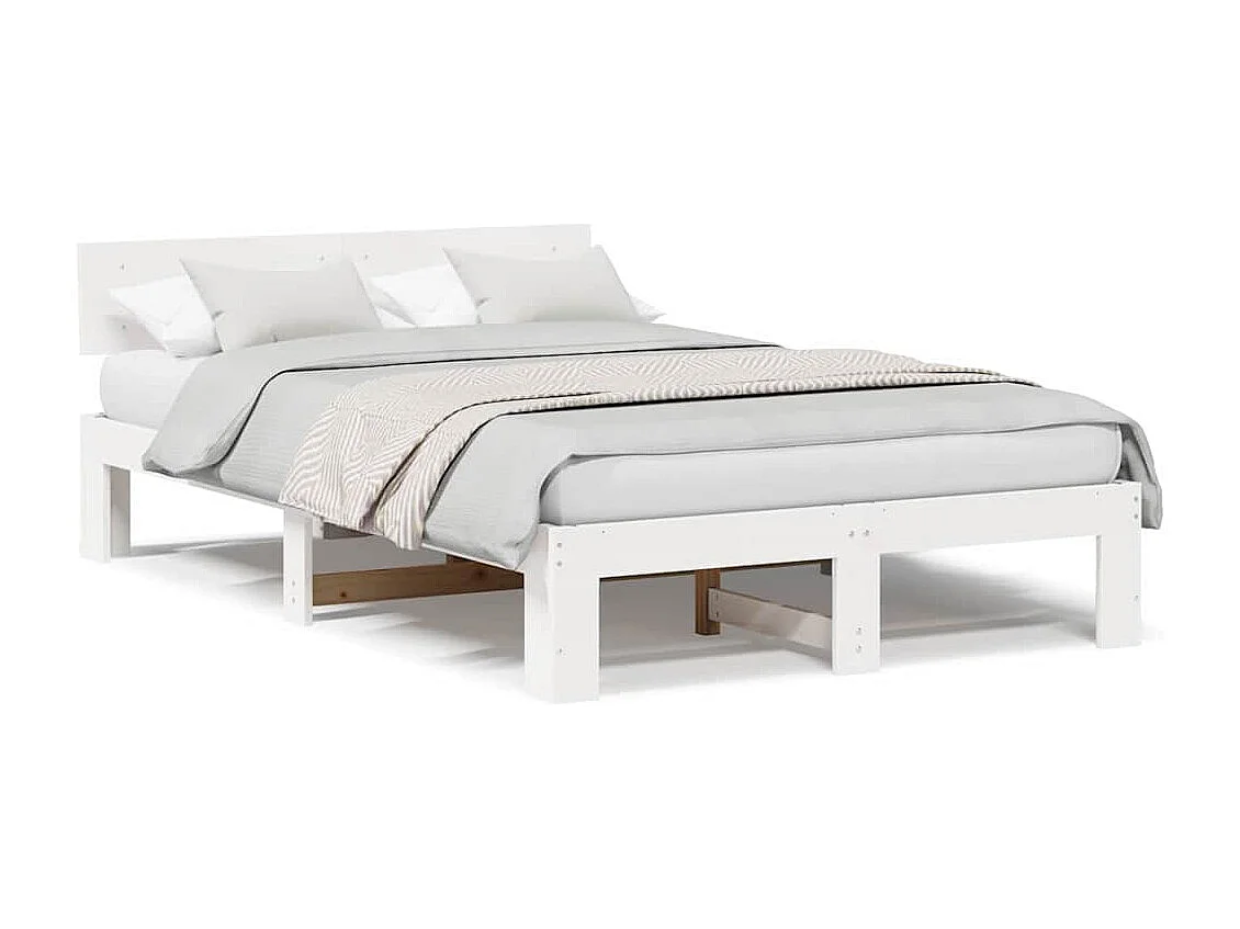 Struttura letto bianca 135 x 190 cm Legno massello di pino