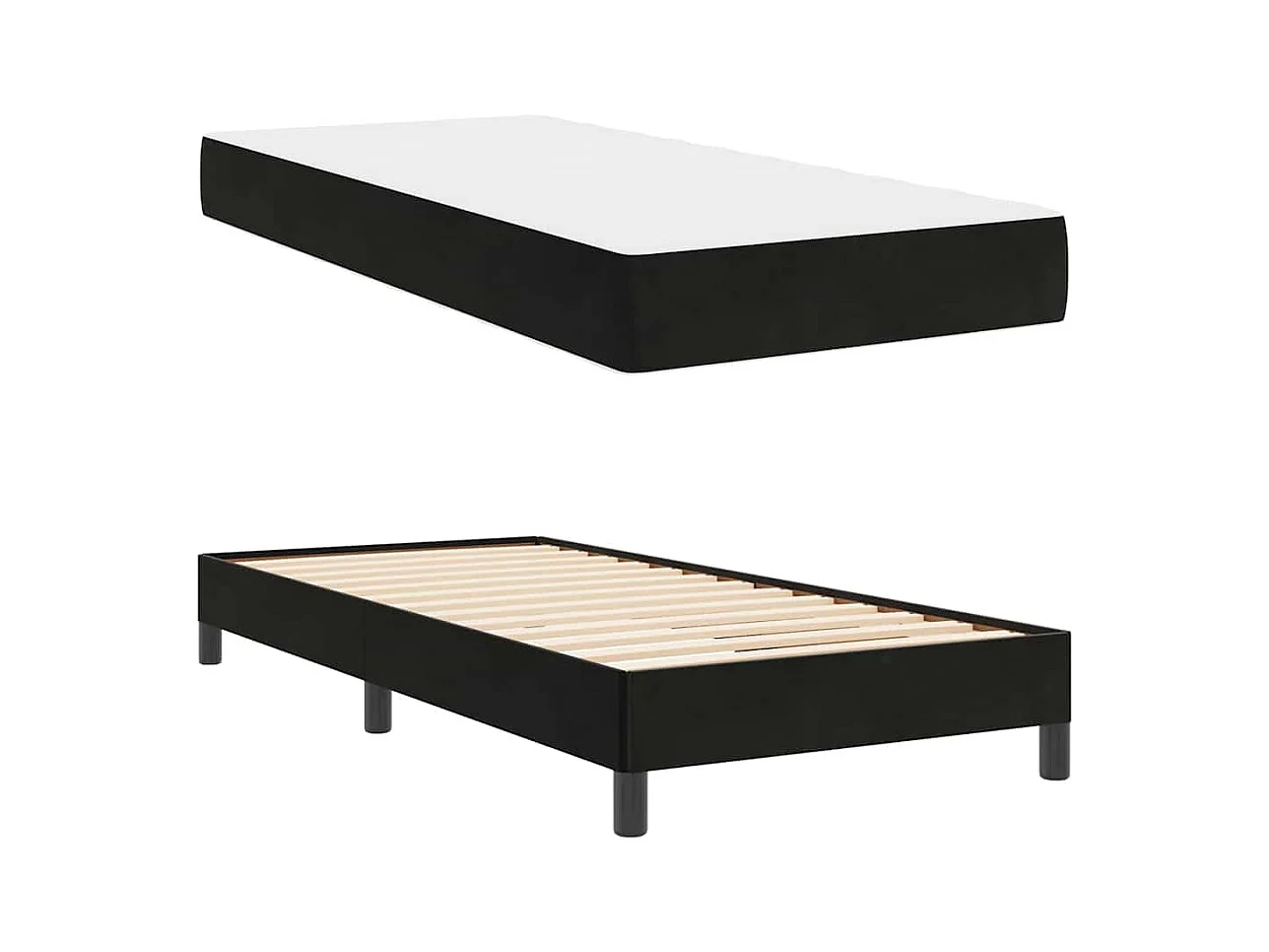 Lit boxspring avec matelas Noir 90 x 200 cm Velours