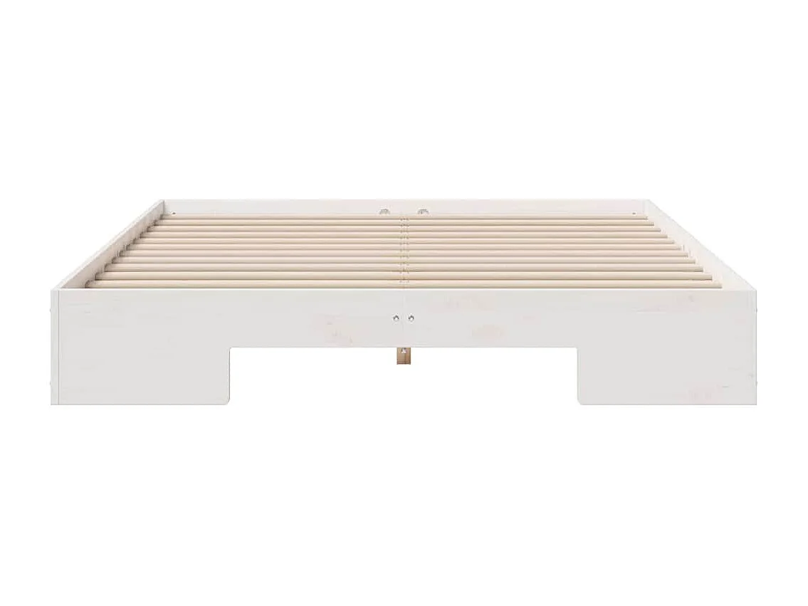 Cadre de lit surélevé Blanc 150 x 200 cm Bois massif en pin