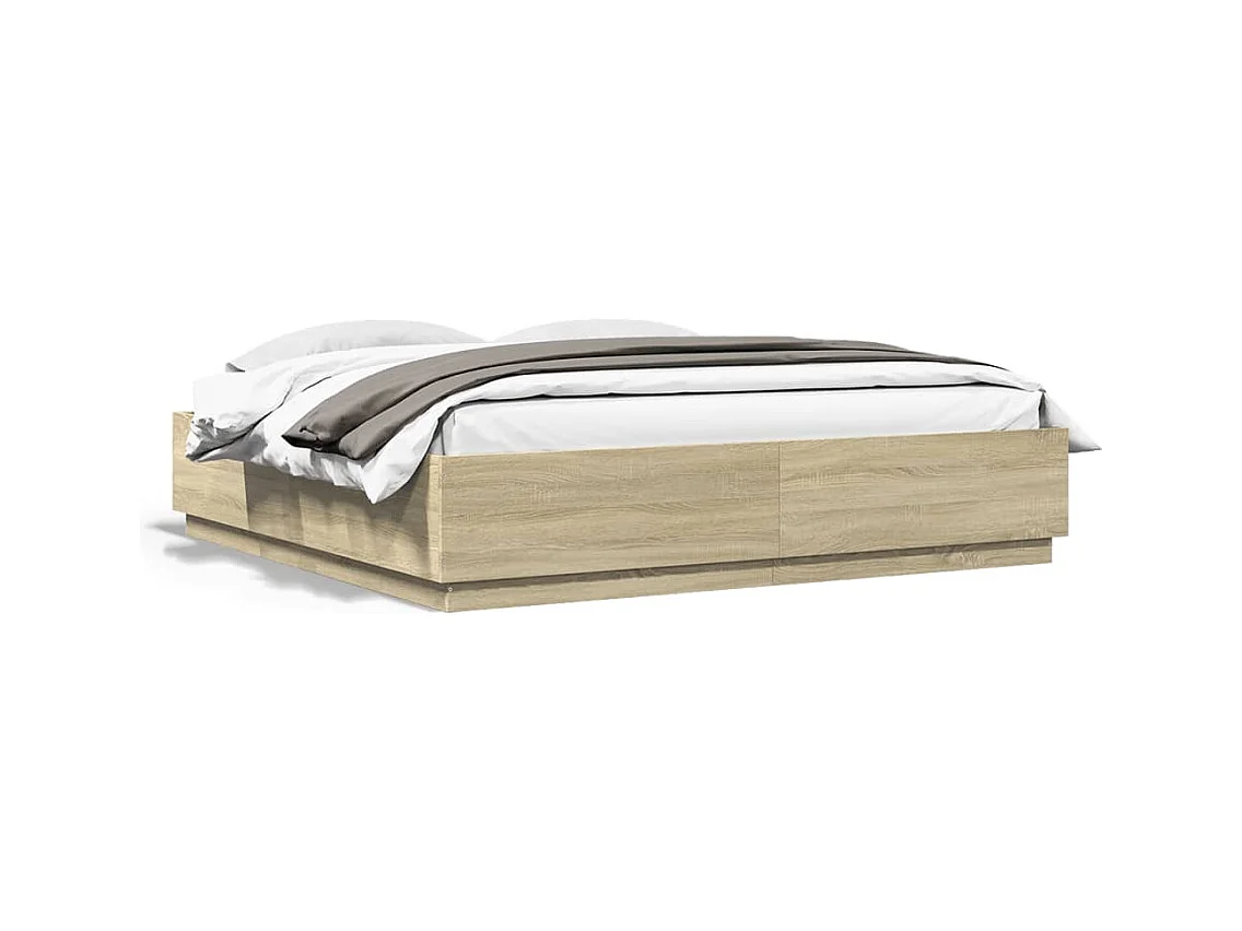 Struttura letto senza materasso Sonoma rovere 200x200 cm