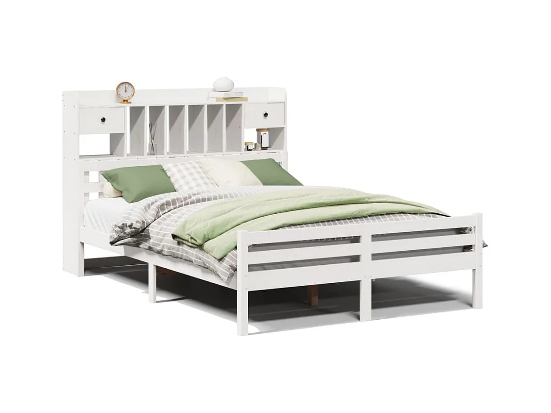 Wit boekenkastbed zonder matras 140x200 cm massief grenenhout