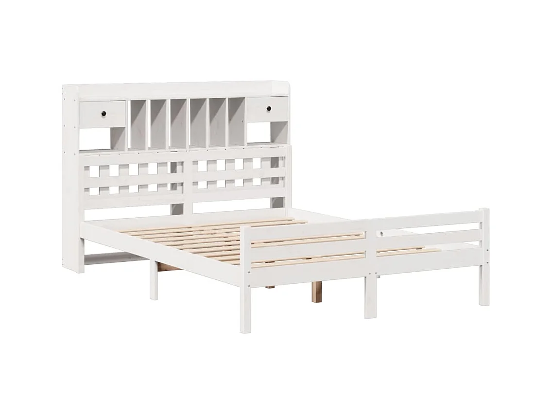 Wit boekenkastbed zonder matras 140x200 cm massief grenenhout