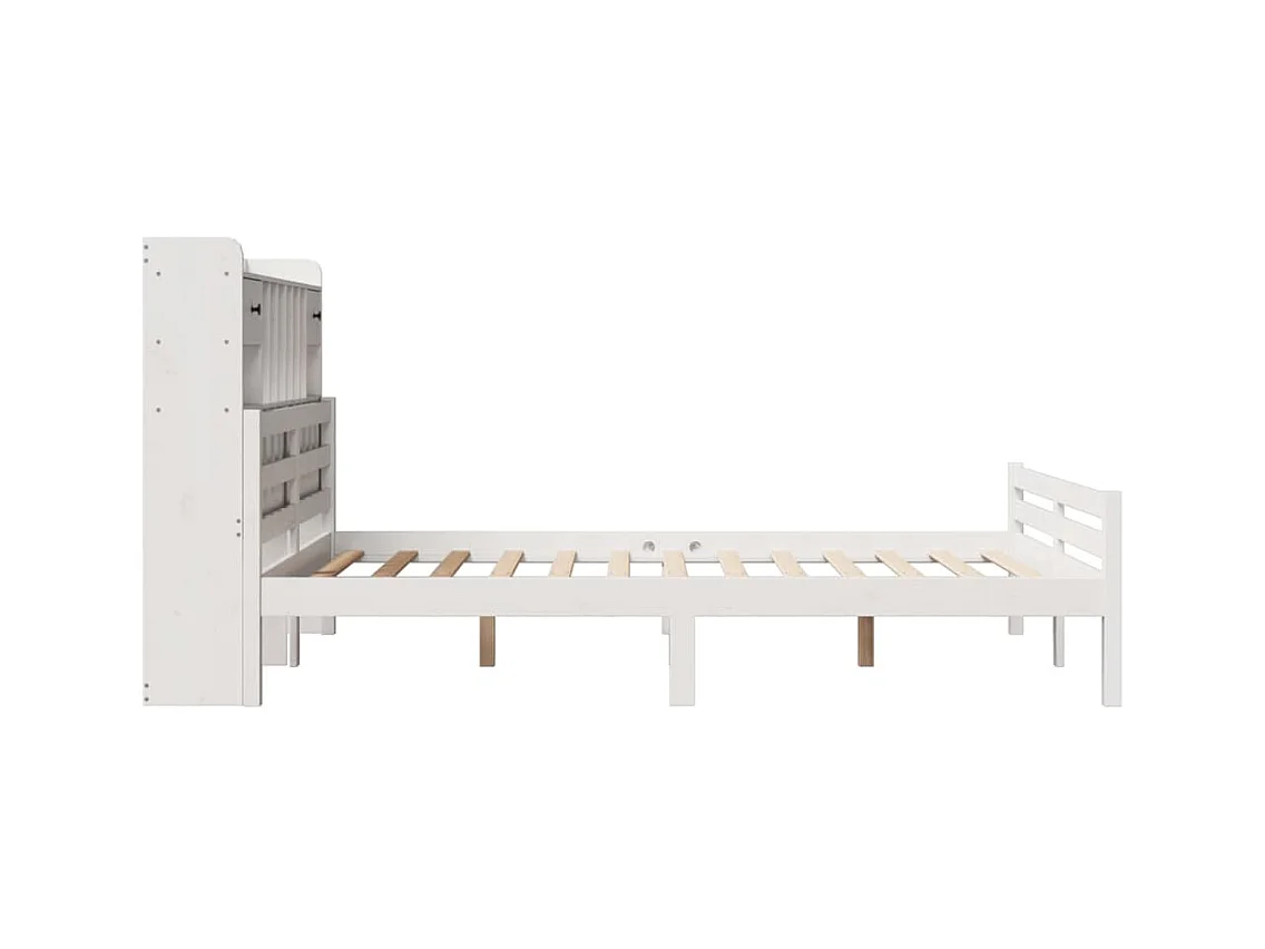 Wit boekenkastbed zonder matras 140x200 cm massief grenenhout
