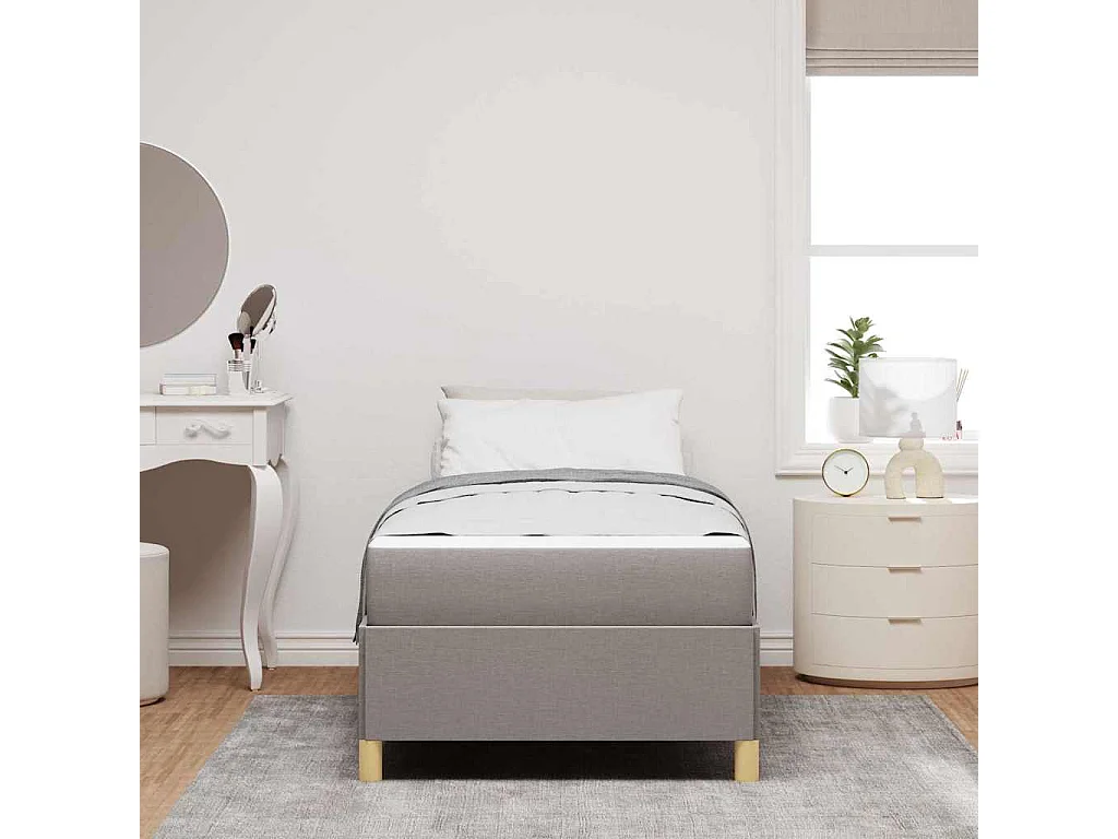 Lit à ressorts Taupe et Beige et Blanc 100 x 200 cm tissu