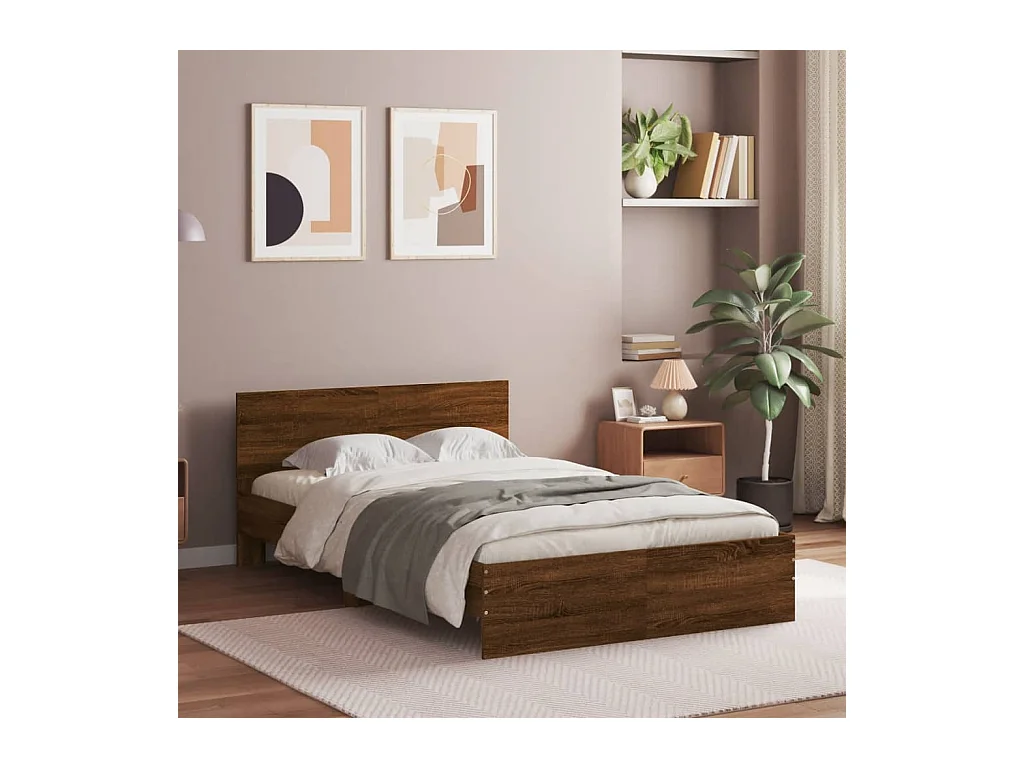 Bedframe zonder matras bruin eiken 135x190 cm