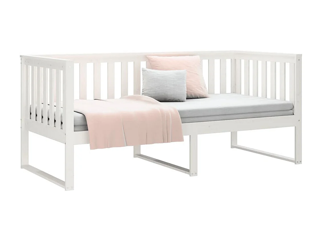 Divano letto senza materasso bianco 90x200 cm in legno massello di pino