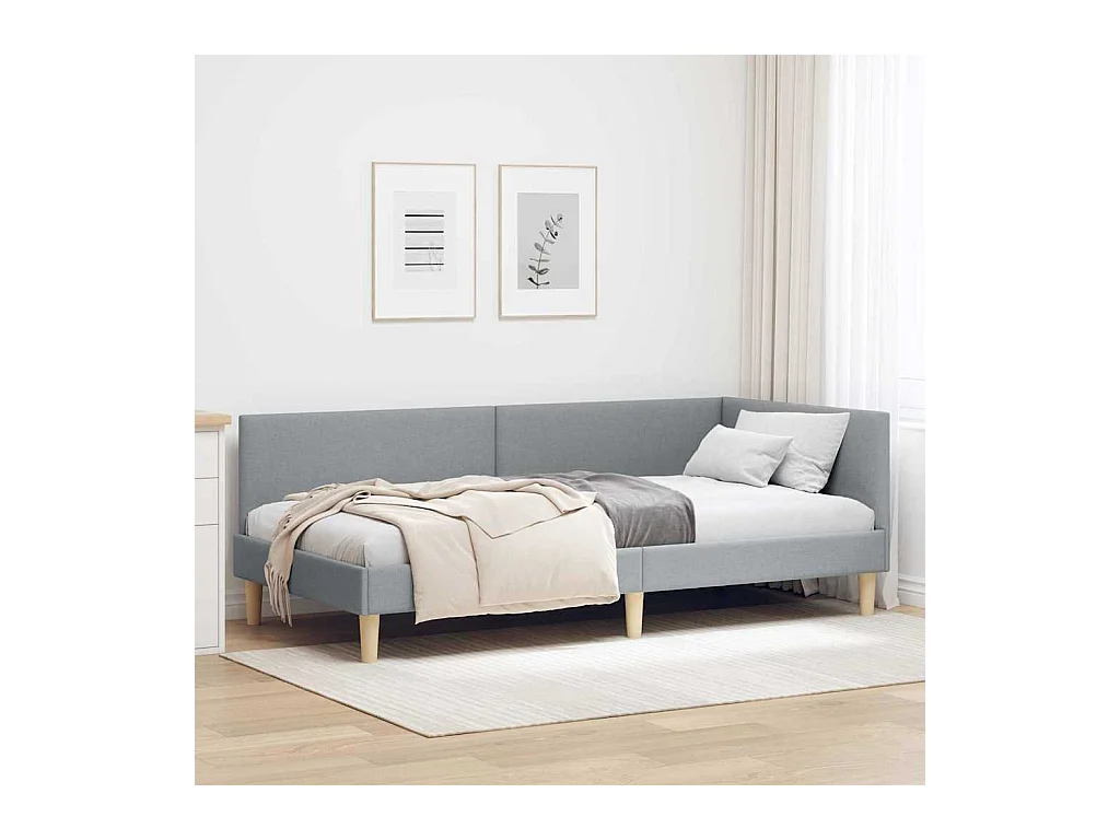 Hoekbedframe Overig Lichtgrijs 90 x 200 cm