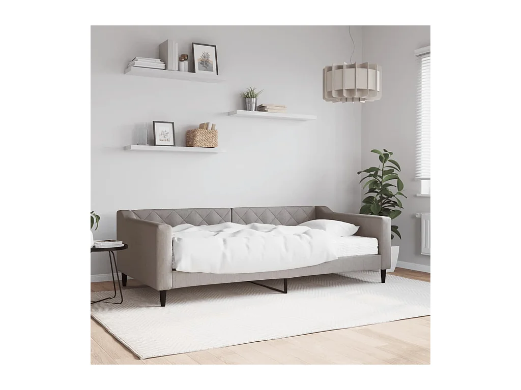 Lit de jour avec matelas taupe 100x200 cm tissu