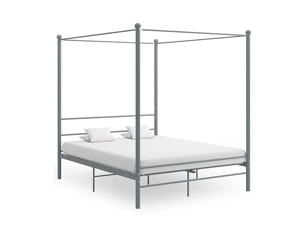 Struttura letto a baldacchino senza materasso in metallo grigio 160x200 cm