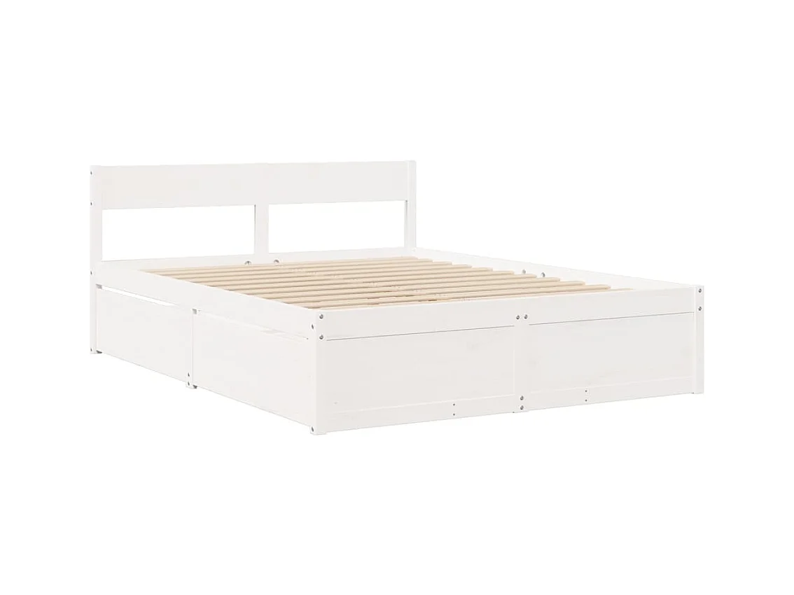 Estructura de cama sin colchón blanca 140x200 cm madera maciza de pino