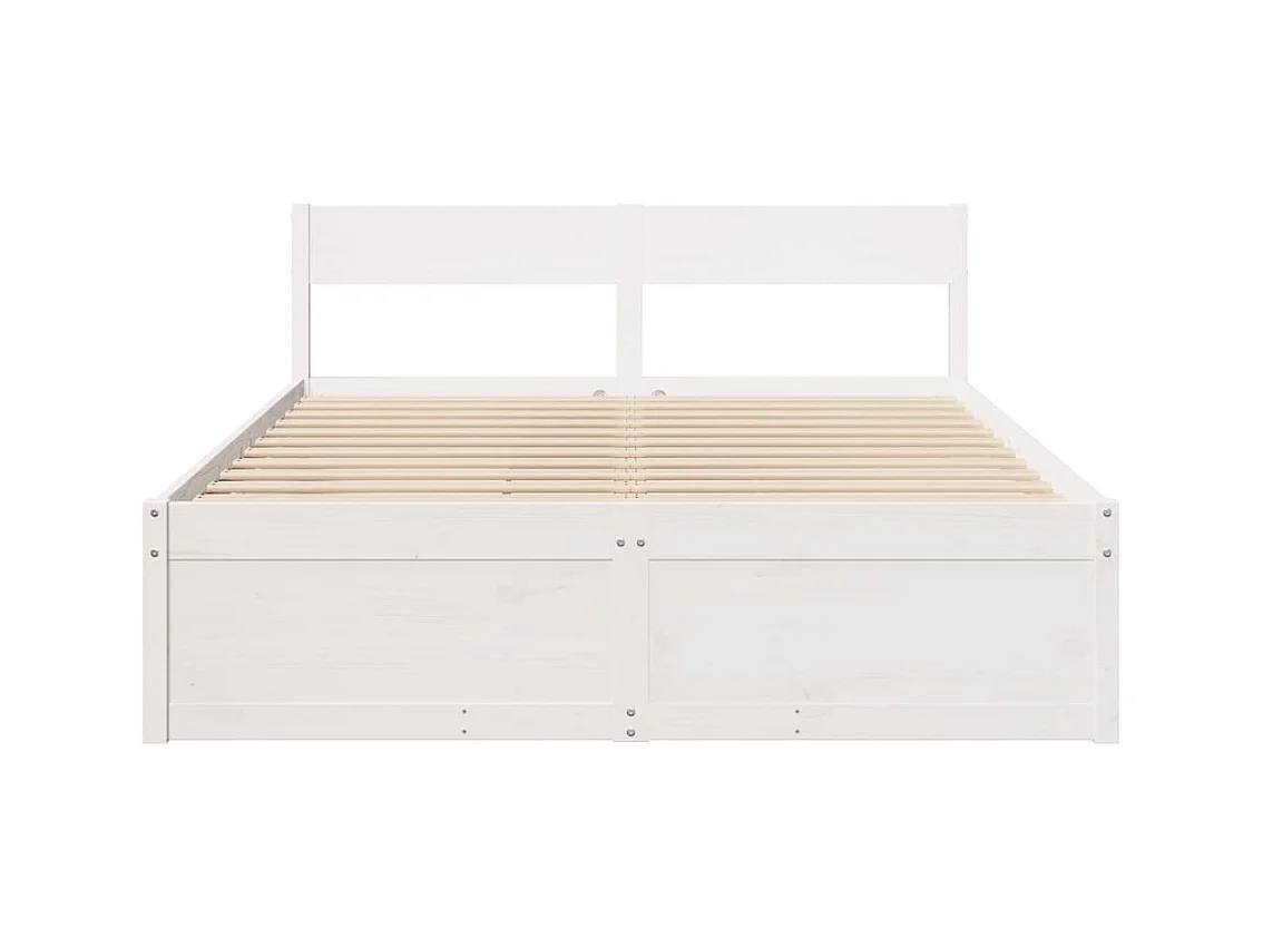 Estructura de cama sin colchón blanca 140x200 cm madera maciza de pino