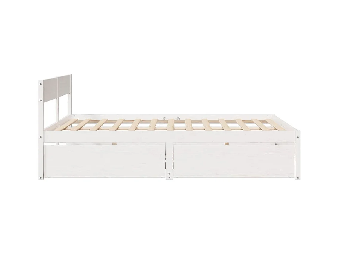 Estructura de cama sin colchón blanca 140x200 cm madera maciza de pino