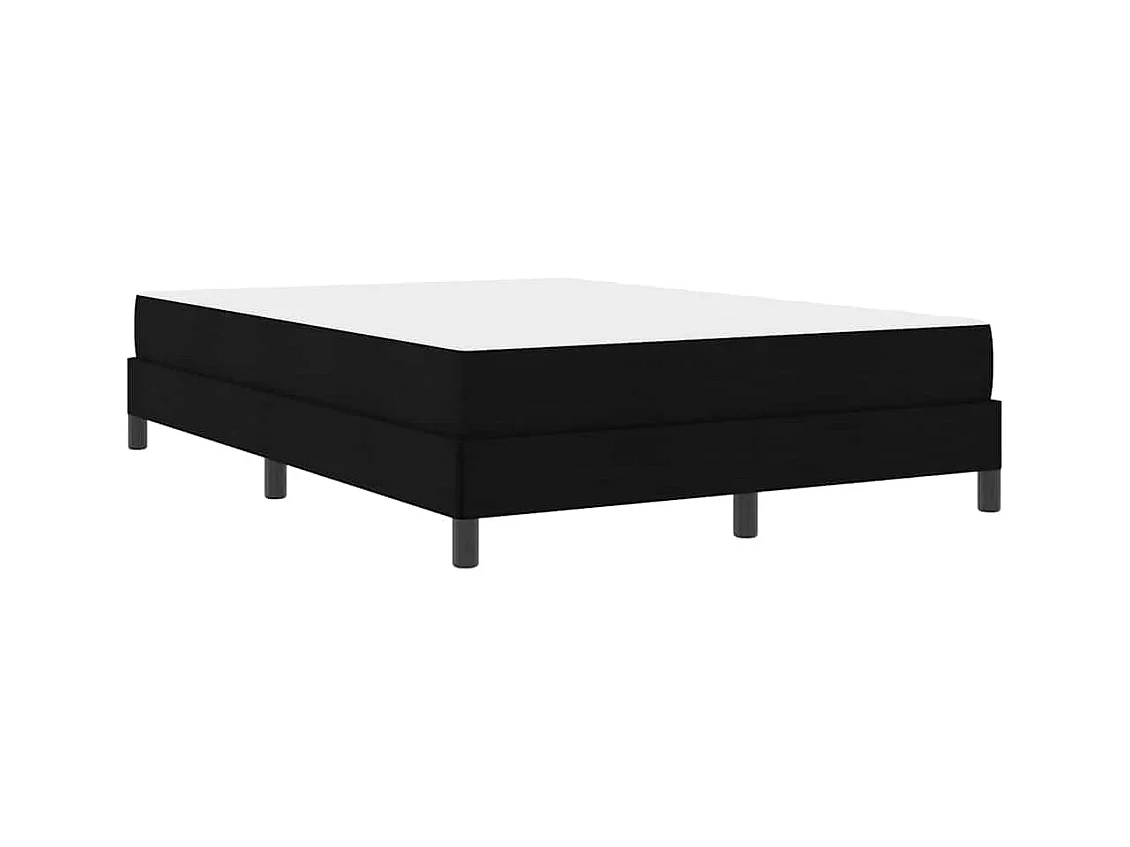 Lit à ressorts avec matelas Noir 140 x 190 cm tissu