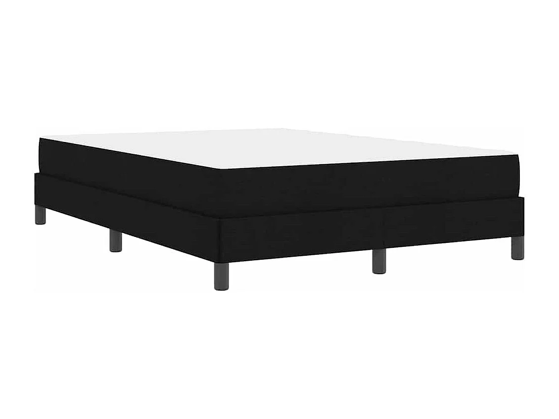 Lit à ressorts avec matelas Noir 140 x 190 cm tissu