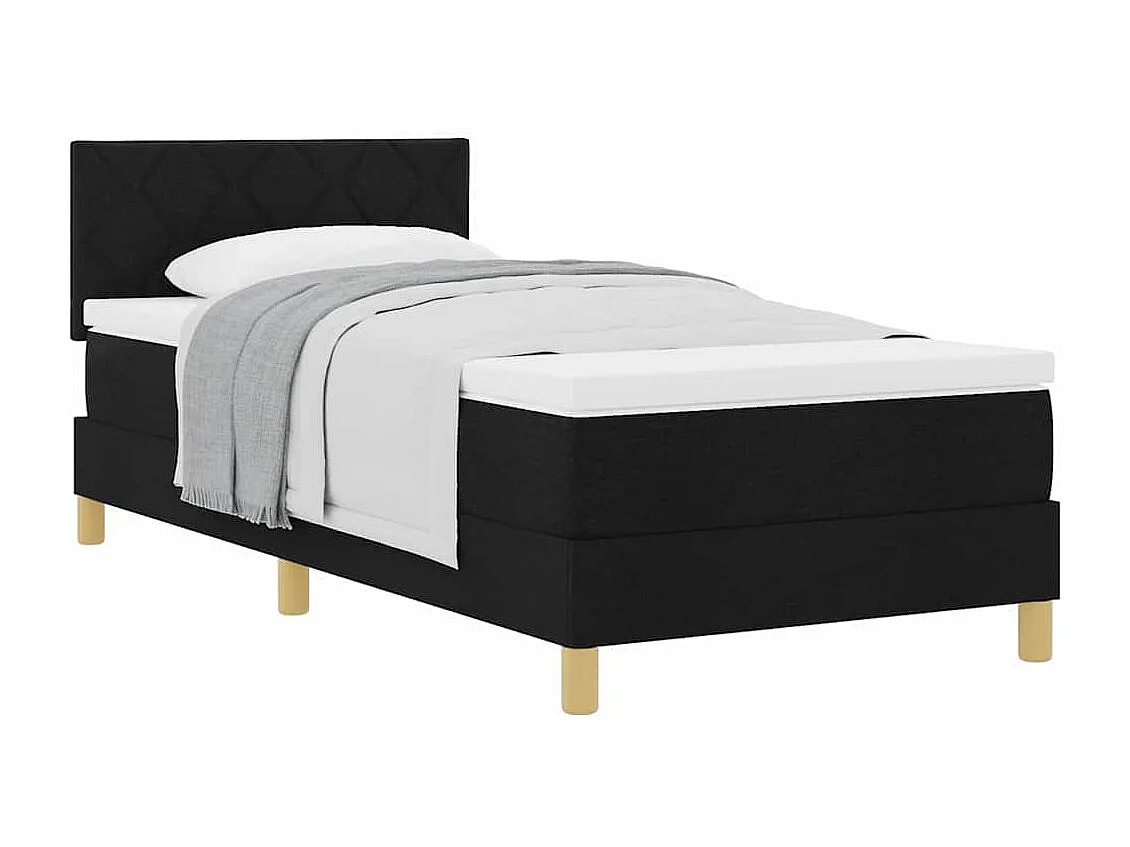 Lit boxspring avec matelas avec matelas Noir 90 x 190 cm tissu