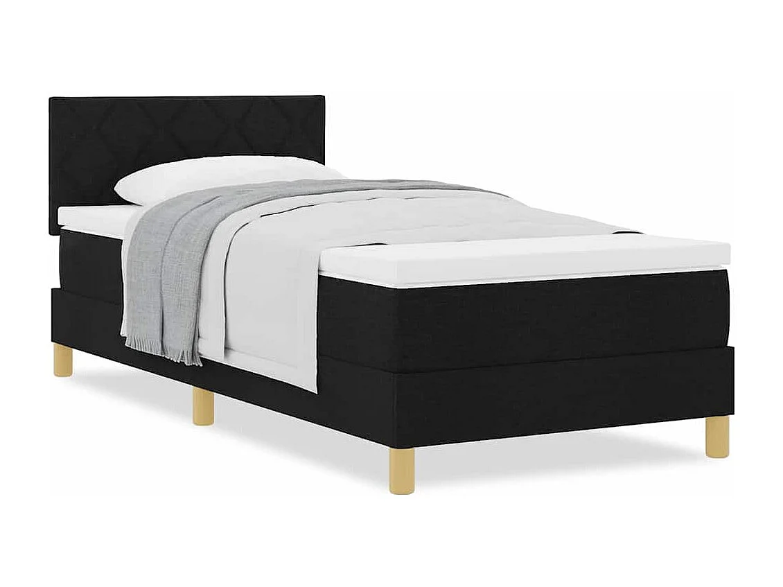 Lit boxspring avec matelas avec matelas Noir 90 x 190 cm tissu