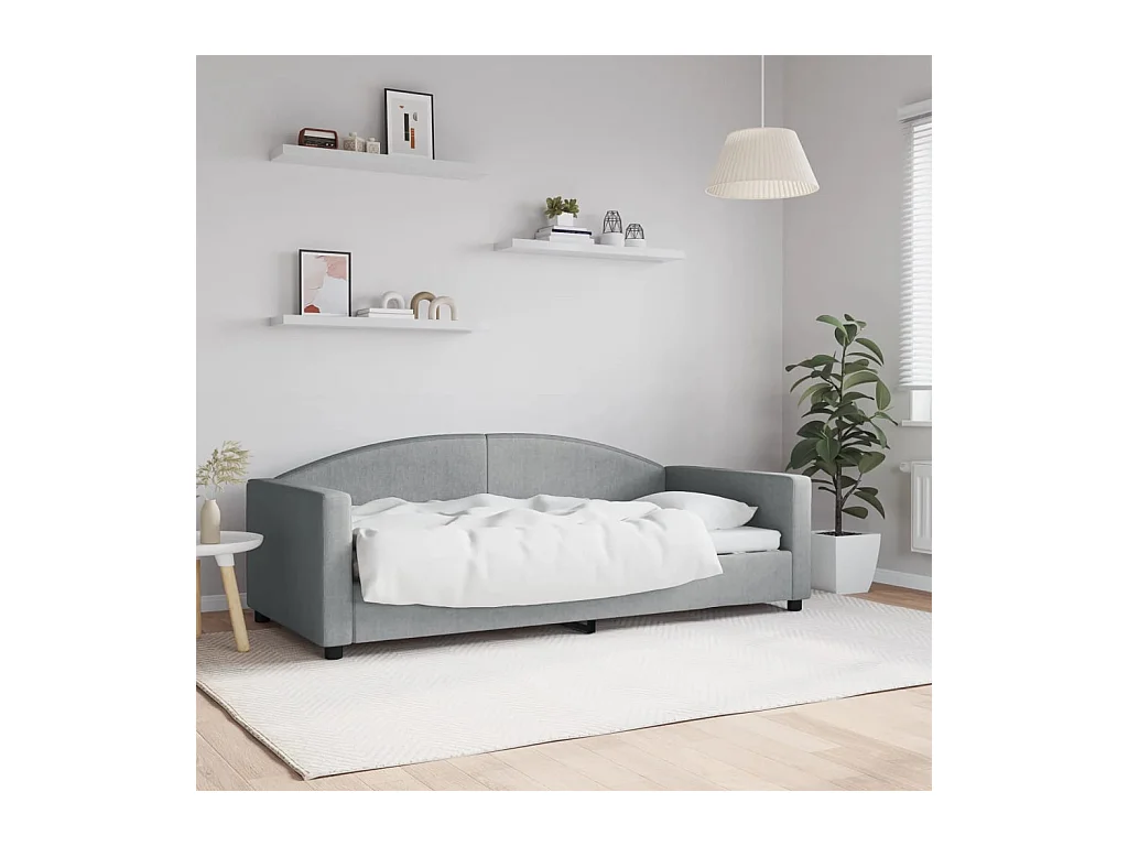 Divano letto senza materasso grigio chiaro 90x190 cm tessuto