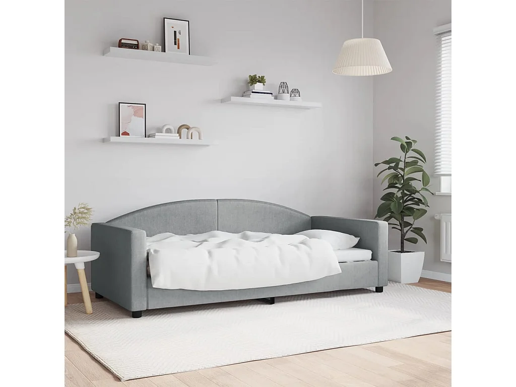 Lit de repos sans matelas gris clair 90x190 cm tissu