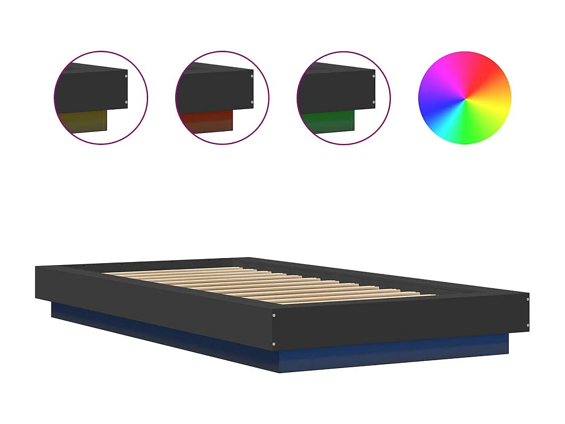 Bedframe met LED-verlichting zonder matras zwart 90x190 cm