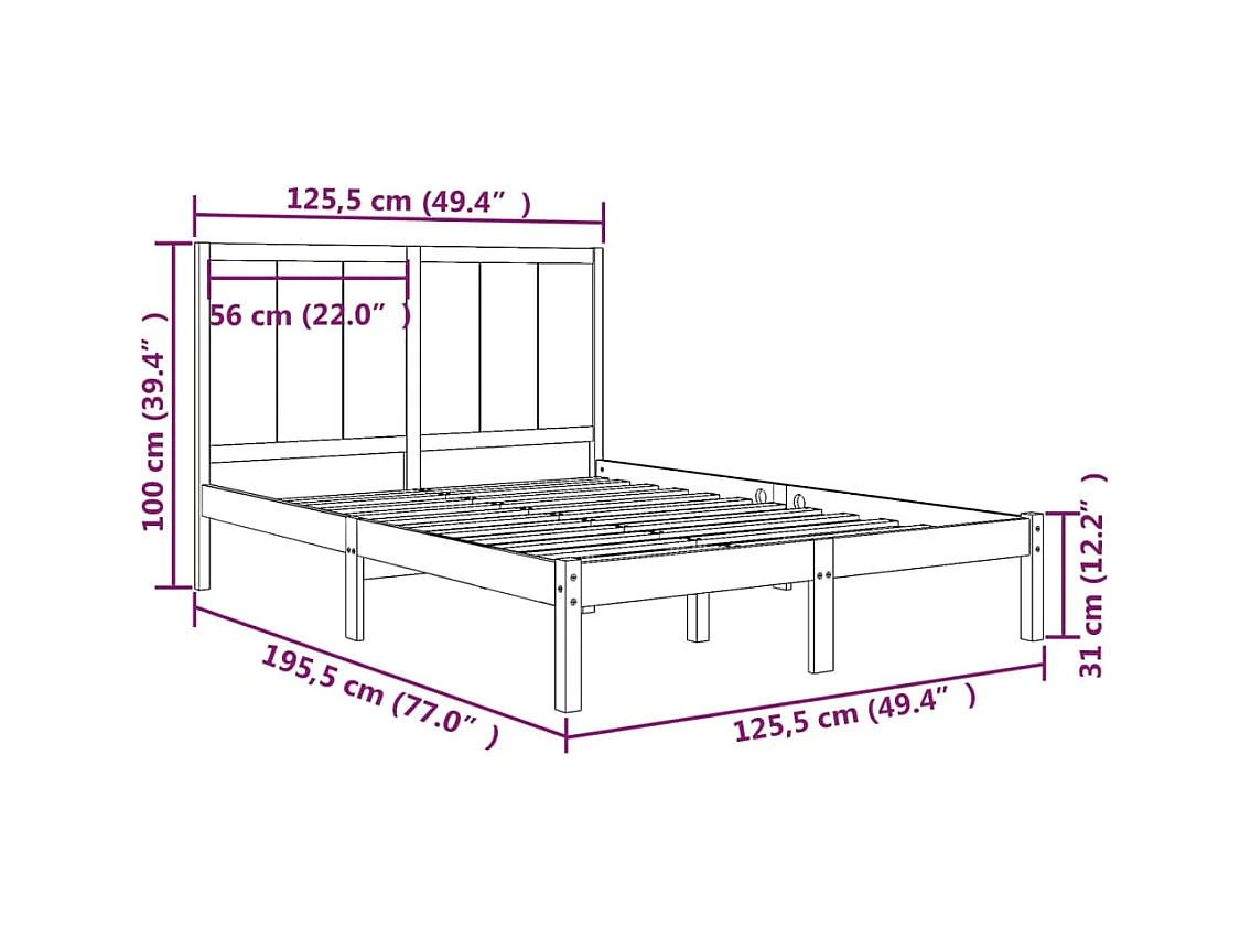 Bedframe zonder matras 120x190 cm massief grenenhout