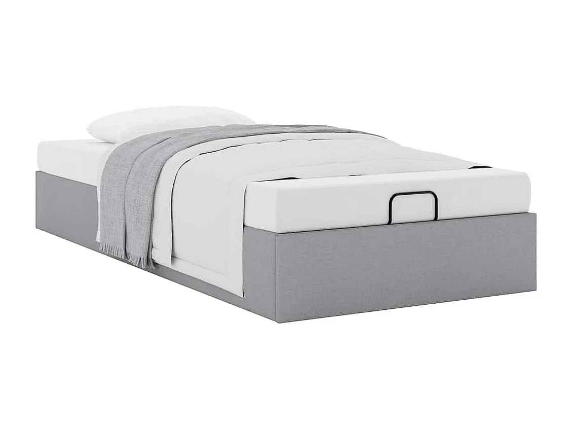 Cadre de lit ottoman sans matelas gris clair 100x200 cm tissu