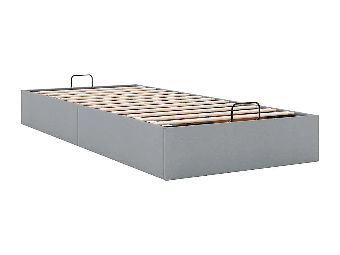 Cadre de lit ottoman sans matelas gris clair 100x200 cm tissu