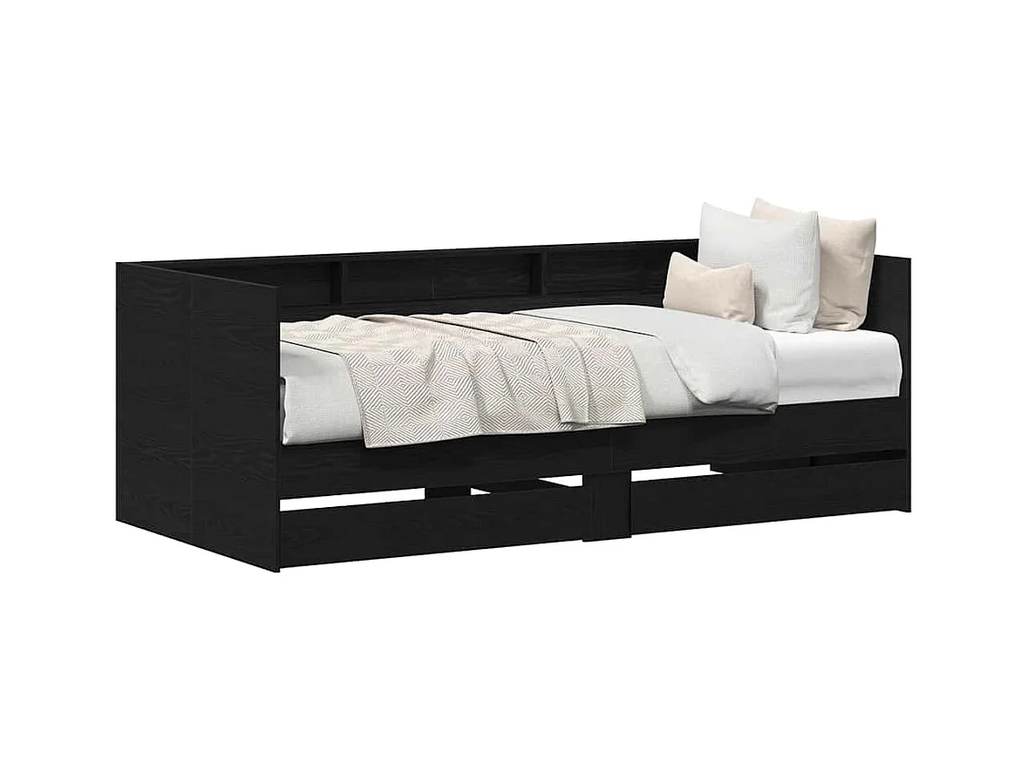 Dagbedframe met laden Zwarte eik 90 x 190 cm