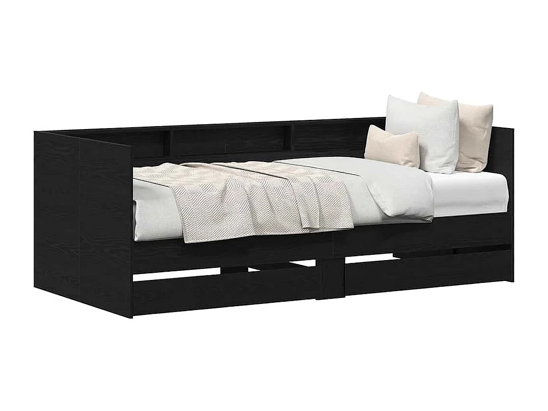 Struttura divano letto con cassetti Rovere nero 90 x 190 cm