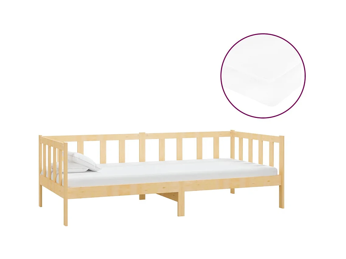 Tagesbett mit Matratze 90x200 cm Massivholz Kiefer