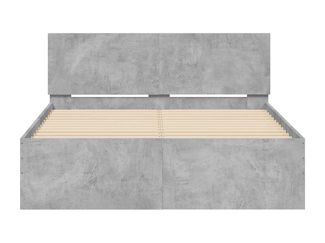 Struttura letto con testiera e LED grigio cemento 140x190 cm