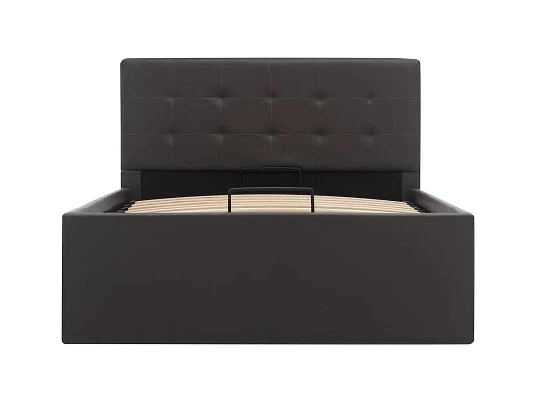 Hydraulisch opbergbedframe Grijs Kunstleer 90x200 cm